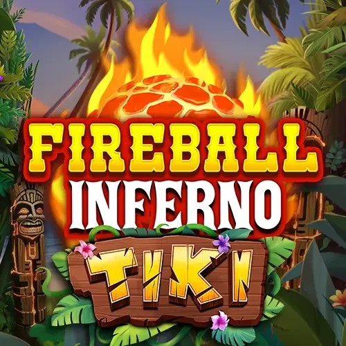 Fireball Inferno Tiki slot logo by NetEnt at Spinstein Casino